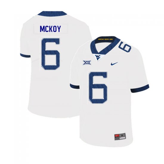 Men's West Virginia Mountaineers NCAA #6 Kennedy McKoy White Authentic Nike 2019 Stitched College Football Jersey ZK15G32IE